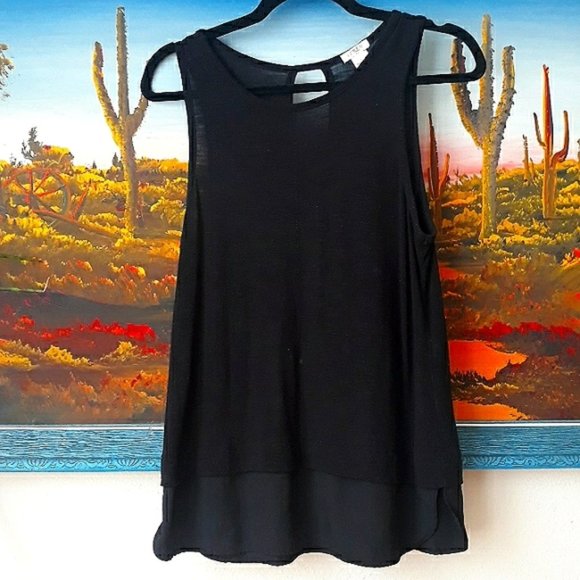 J. Crew Drapey Tank Top with Silky Hem, Black - Picture 2 of 6